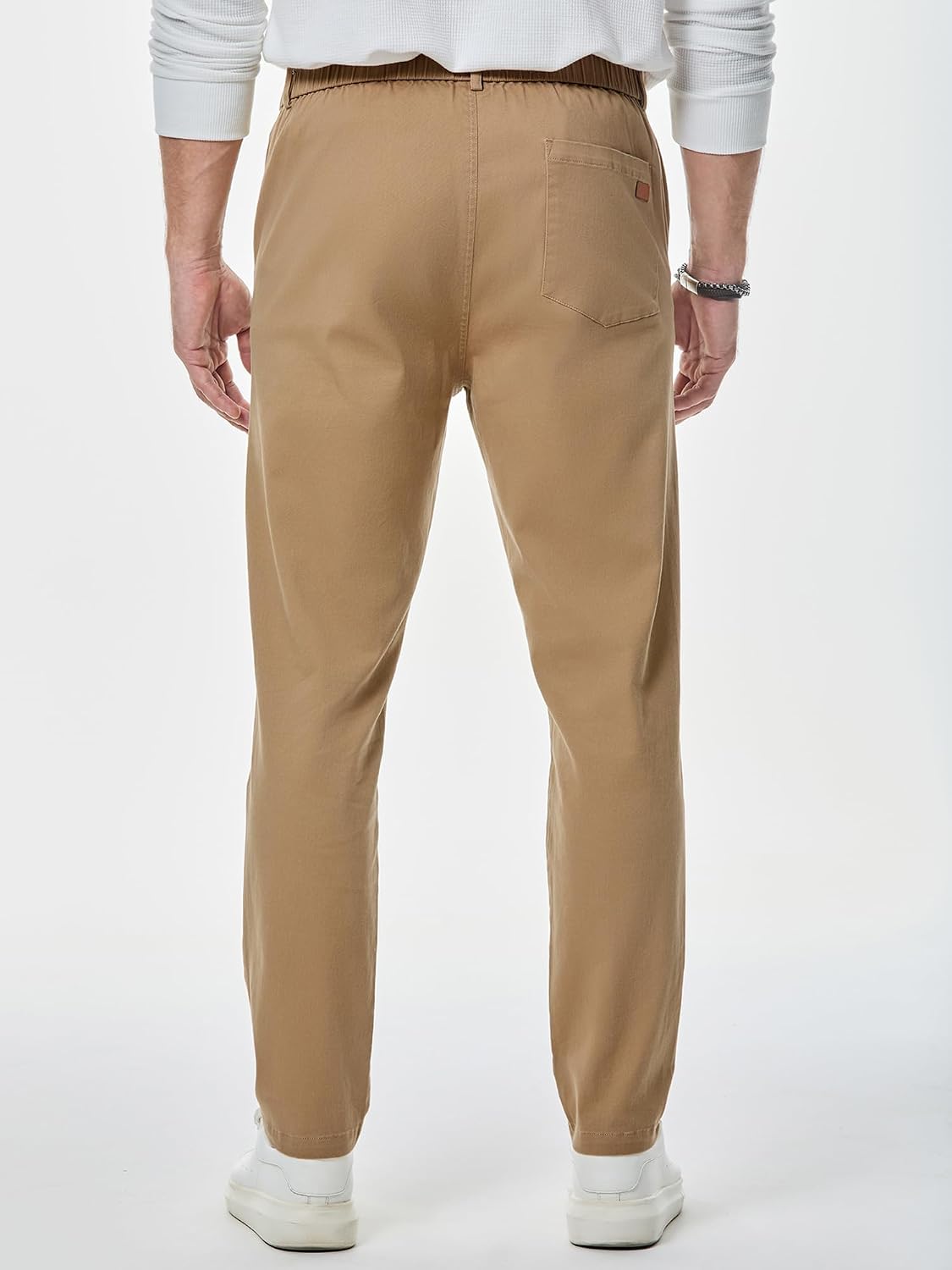 JMIERR Chino Pants Casual Elastic Waist Tapered Golf image 2