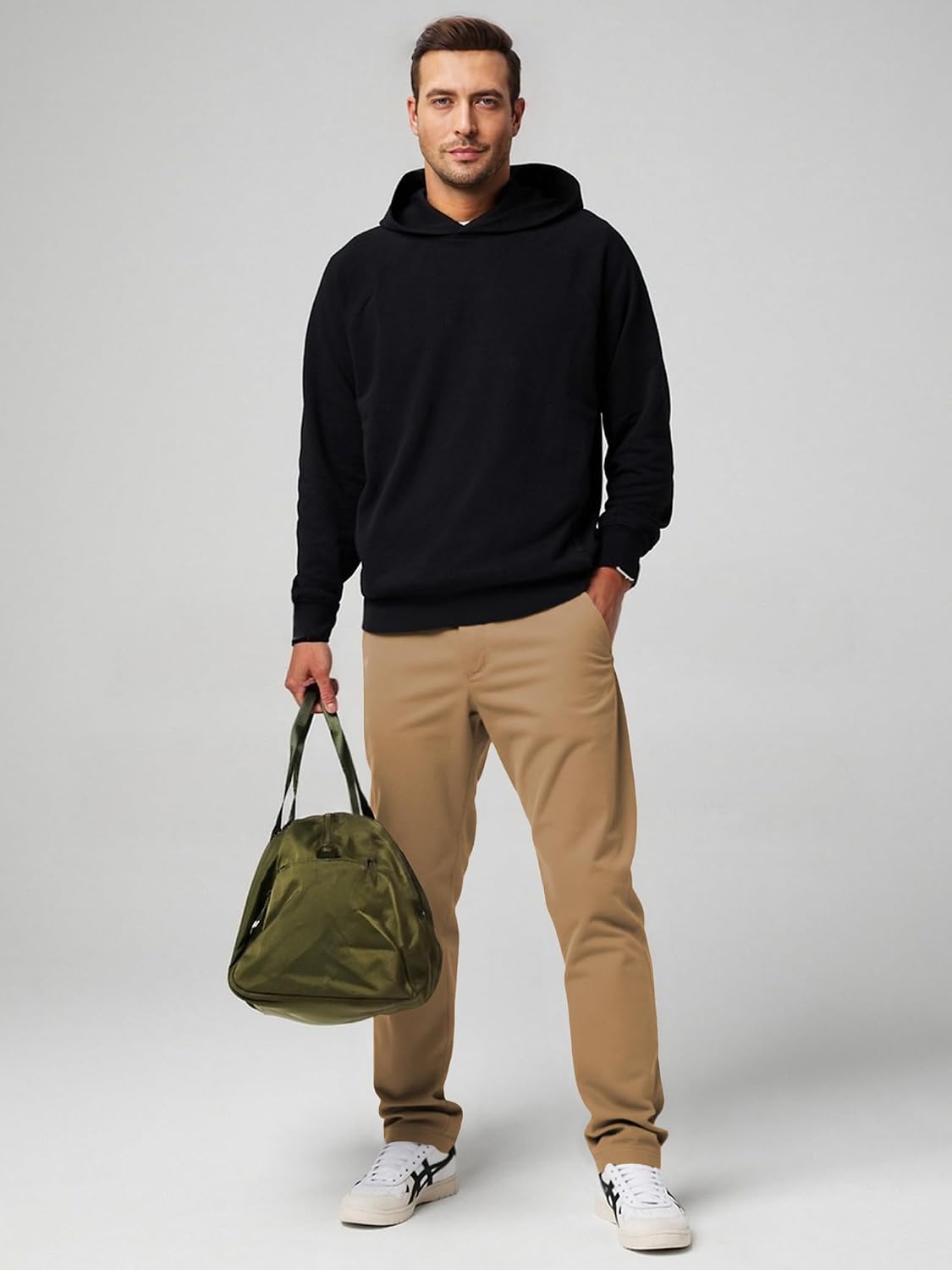 JMIERR Chino Pants Casual Elastic Waist Tapered Golf image 3