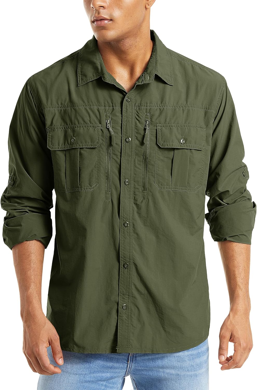MAGCOMSEN UPF 50+ Sun Protection Shirts, Button Down Long image 1