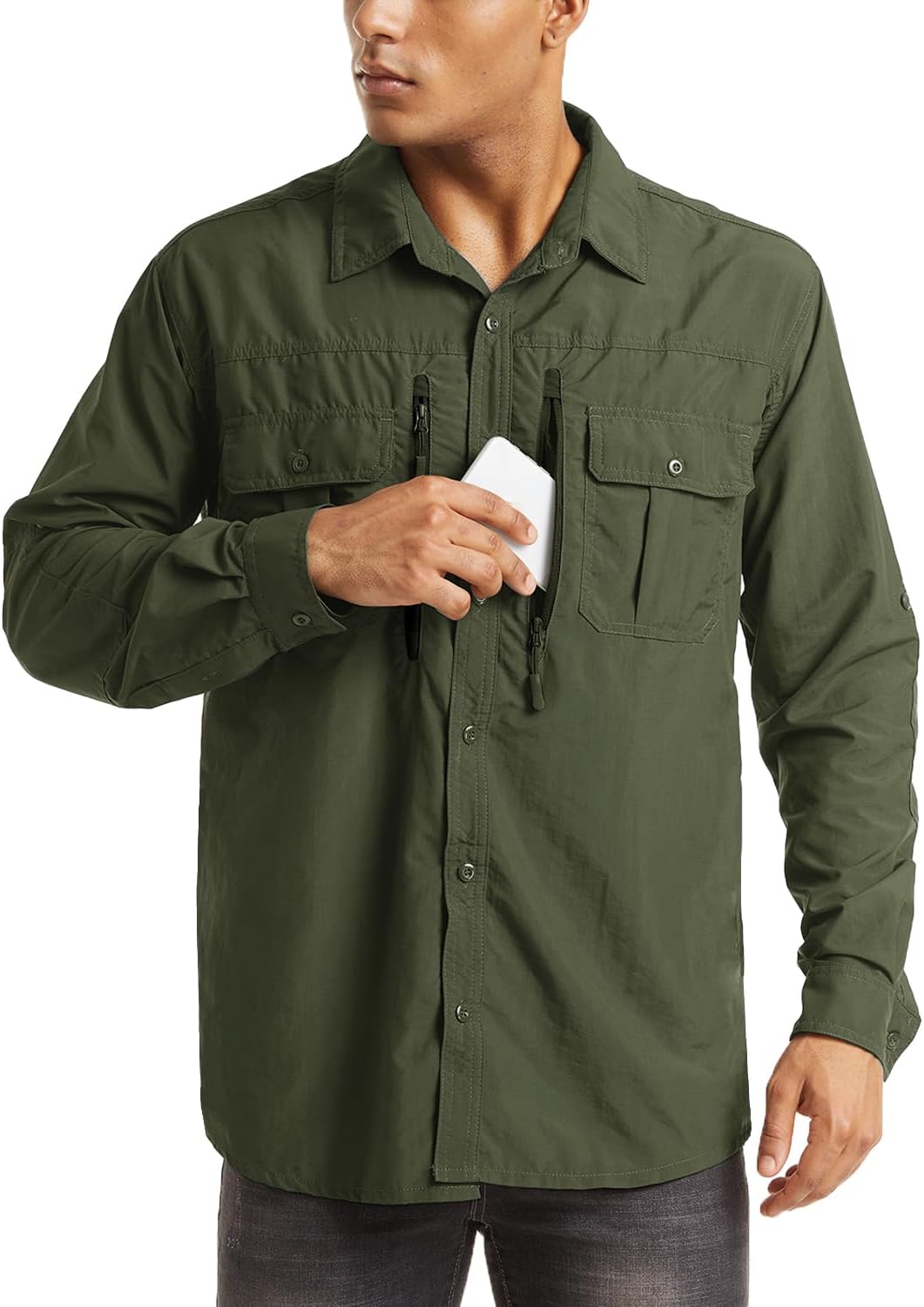 MAGCOMSEN UPF 50+ Sun Protection Shirts, Button Down Long image 2